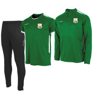 First Half Zip Suit & Tee (3pc)-Green-White-128