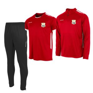 First Half Zip Suit & Tee (3pc)-Red-White-128