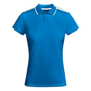 TAMIL TECH POLO - 2-TONE RECYCLED - Ladies Cut-Royal Blue - White-S