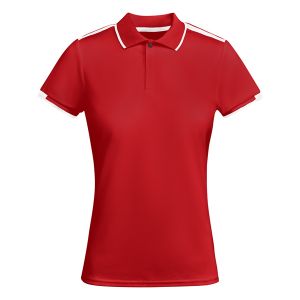 TAMIL TECH POLO - 2-TONE RECYCLED - Ladies Cut-Red-White-S